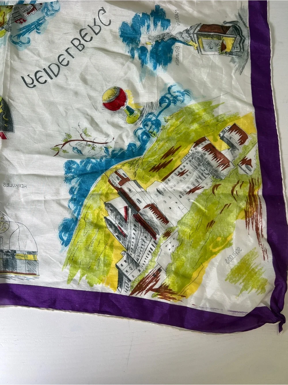 Heidelberg Germany Souvenir Scarf from Germany with Purple Border